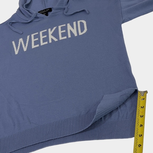Rachel Zoe Weekend Hoodie Lightweight Knit Sweater Pullover Top Long Sleeve Blue - Picture 12 of 14